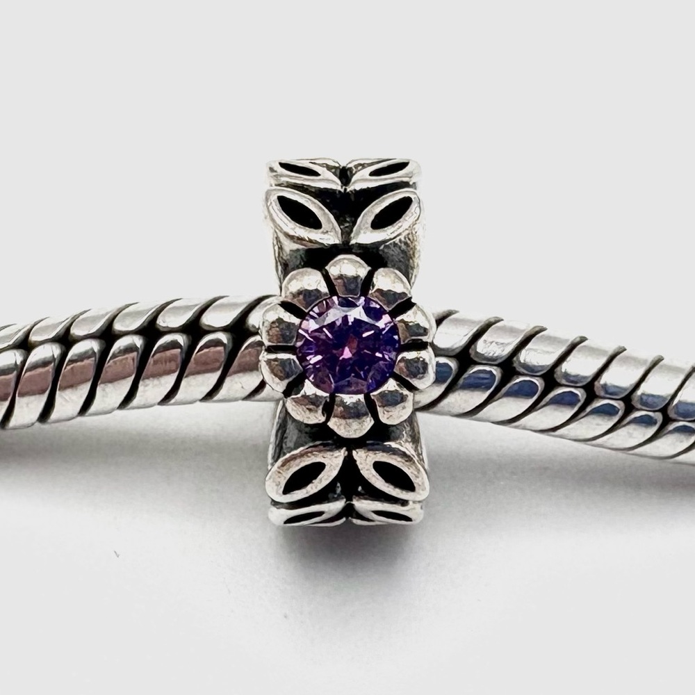 Pandora Twice As Nice Purple Sterling Silver Spacer Charm